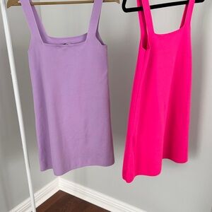 Zara Lilac & Hot Pink Square Neck Shift Dresses